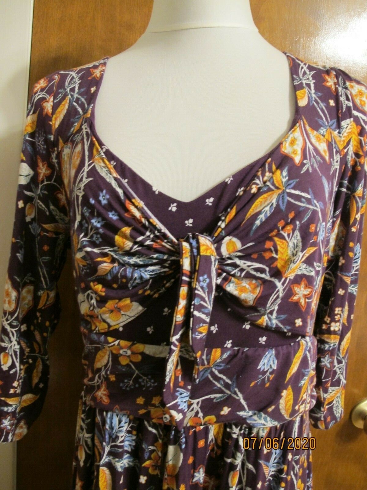  Anthropologie Maeve Women’s Motif Dress Front-Tie 3/4 Sleeve Xlarge
