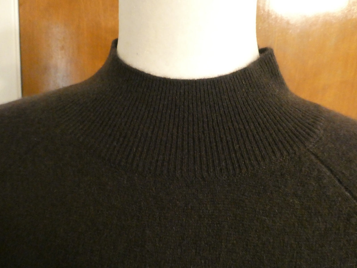 Bloomingdale's 100% 2Ply Cashmere Mock Neck Midi Sweater Dress Dark Brown L $248