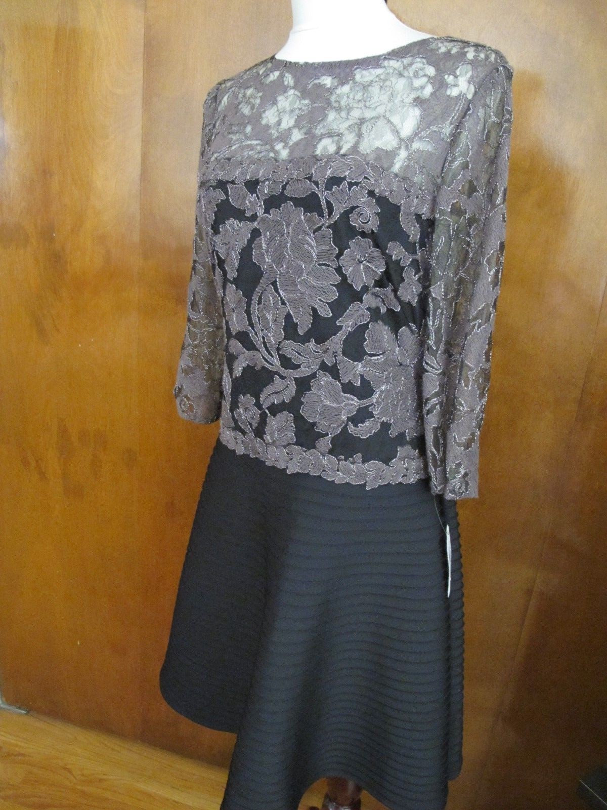 Tadashi Shoji women’s black with mesh A-Line New evening dress New