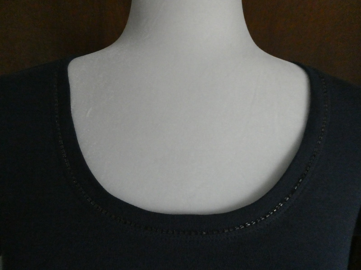 New York &Company women's soft cotton beaded navy top size Medium