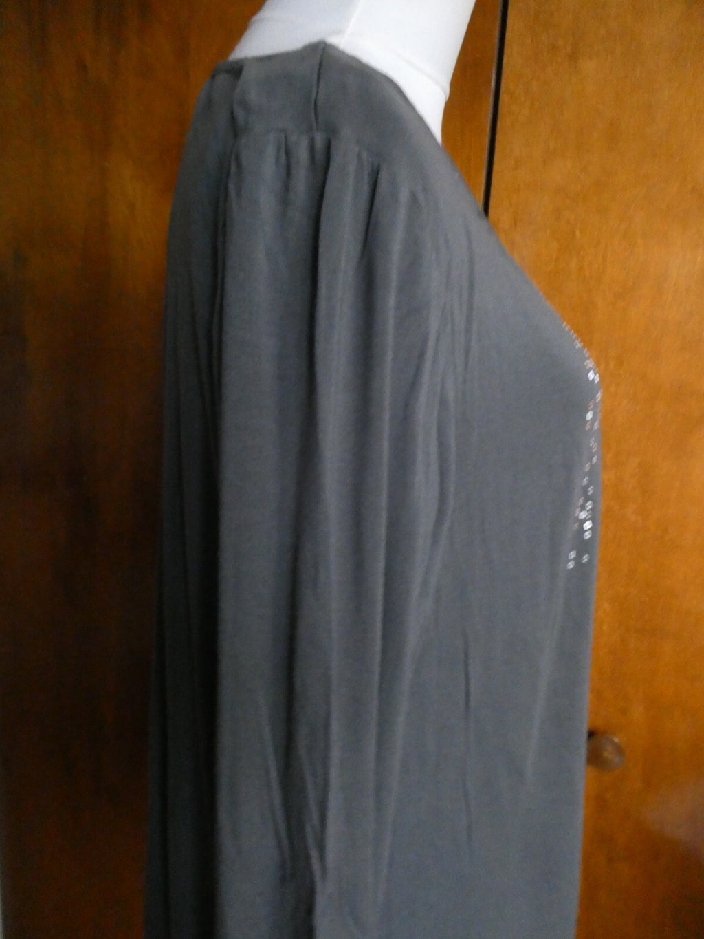 Linea by Louis Dell 'Olio Women's Gray Sequin Rayon Long Sleeves Top Size Large