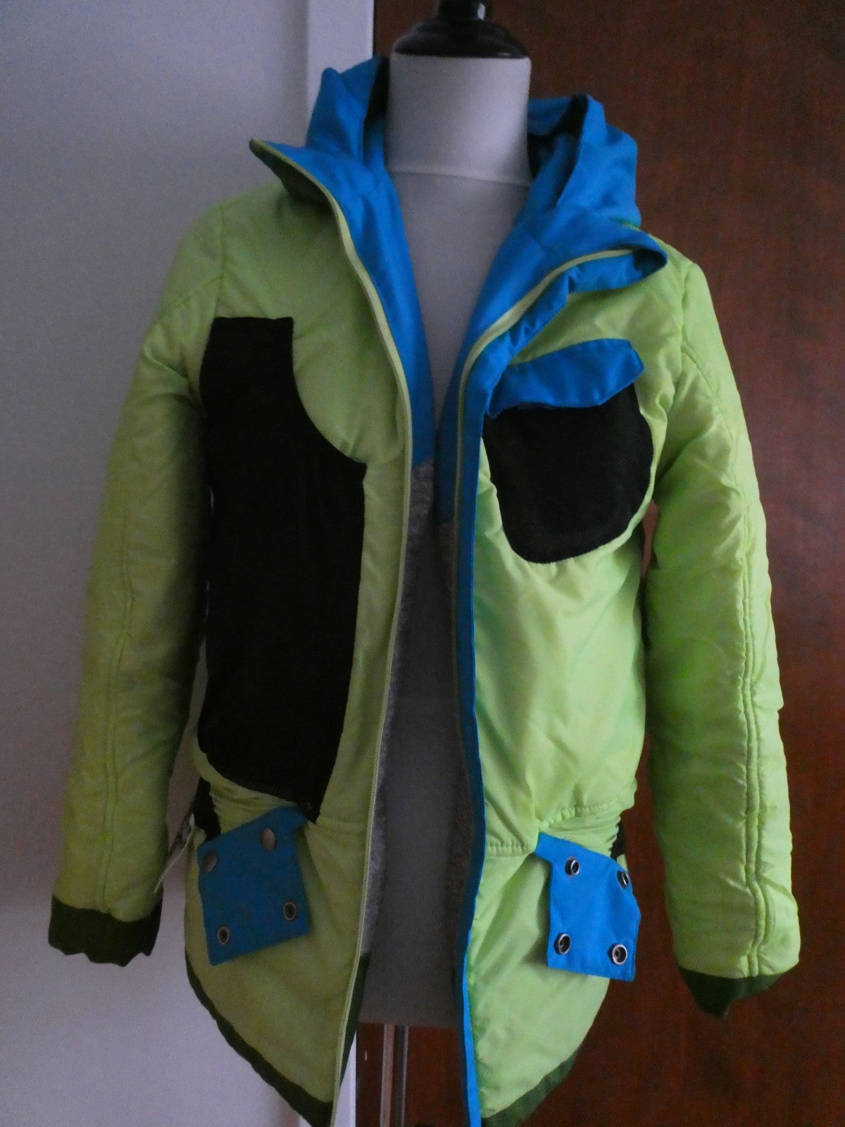 Spyder Kids Sz 16 Ski Jacket Blue Gray Green Hooded 3M Thinsulate Insulated Coat
