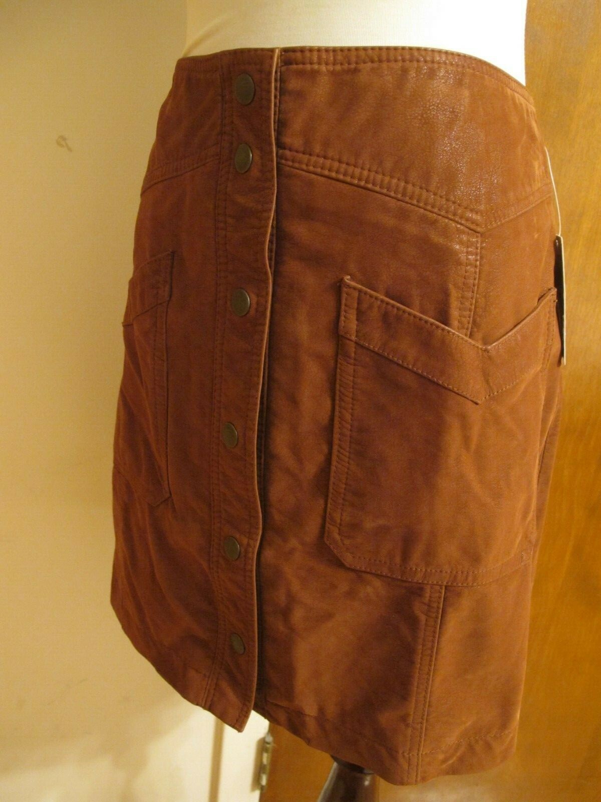 NWT Women's Free People Brown Rayon Lined Mini Skirt Size 12