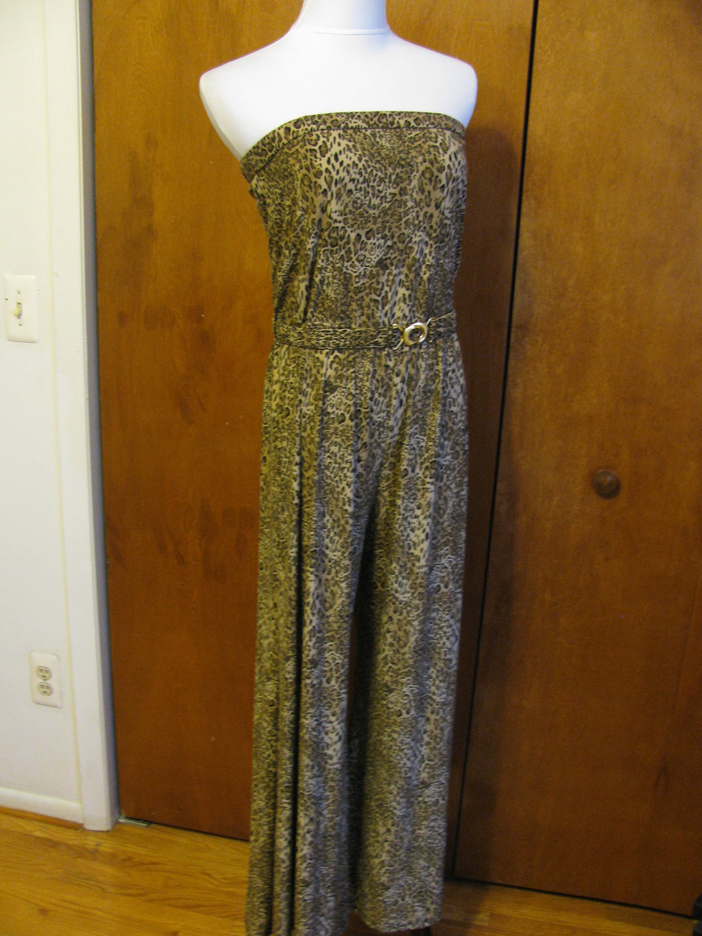 MSK women’s jumpsuit leopard black size large NEW
