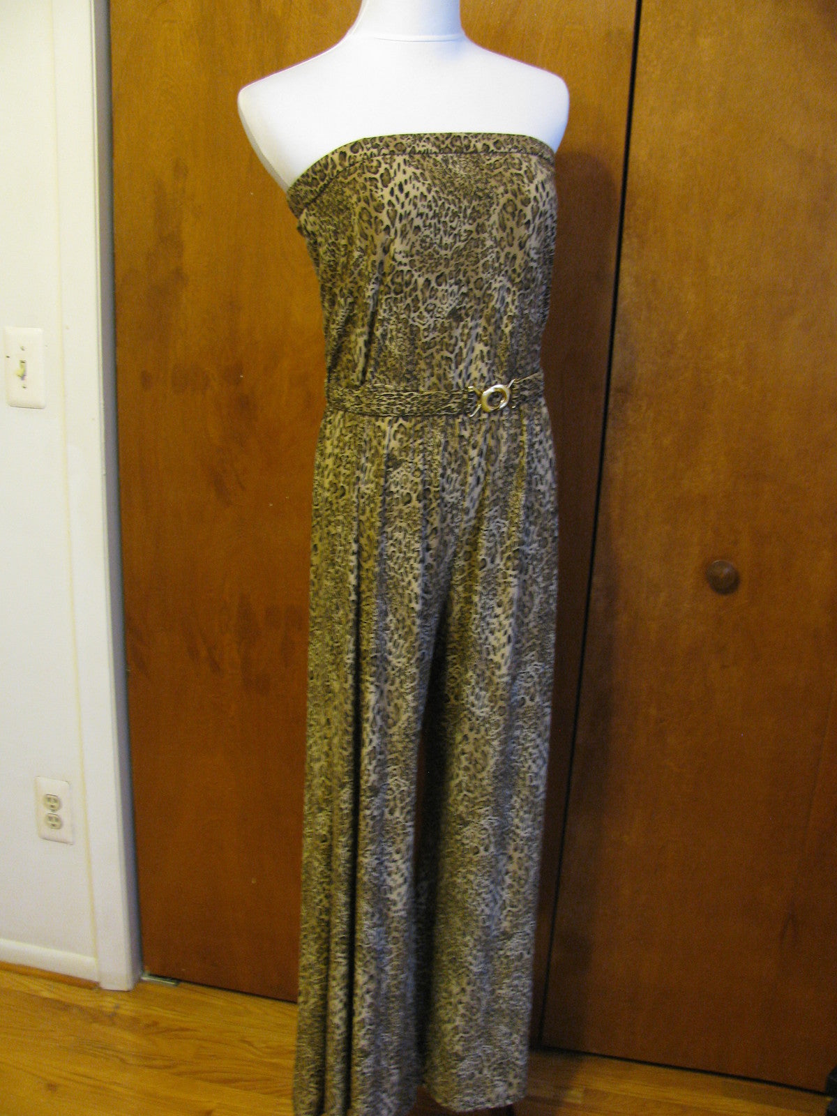 MSK women’s jumpsuit leopard black size large NEW