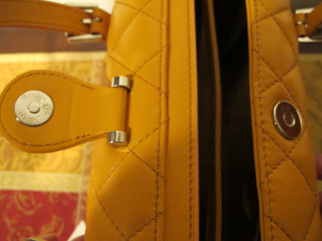 Juliana Collezione women's quilted leather mustard bag 