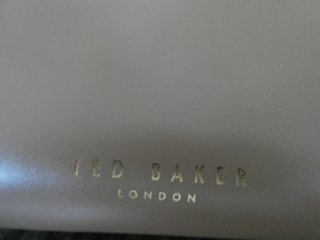 Ted Baker London Leather Crossbody Bag Nude/Black Top Handle Gold Bow Handbag