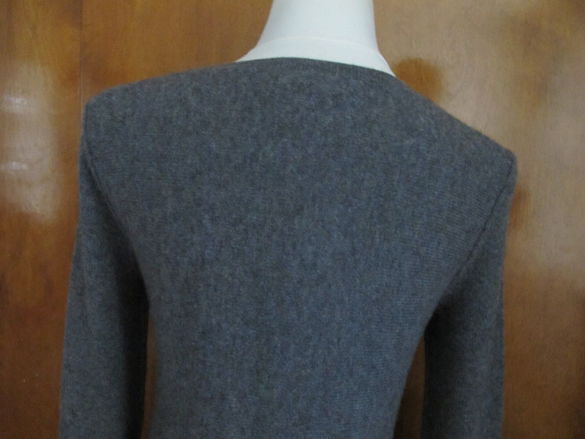 Aqua Women's Gray Black Cashmere Fringe Crewneck Pullover Small NWT