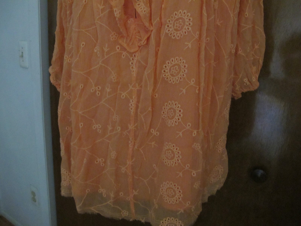  Anthropologie Floreat Womens Maryana Orange Open Shoulder Blouse 