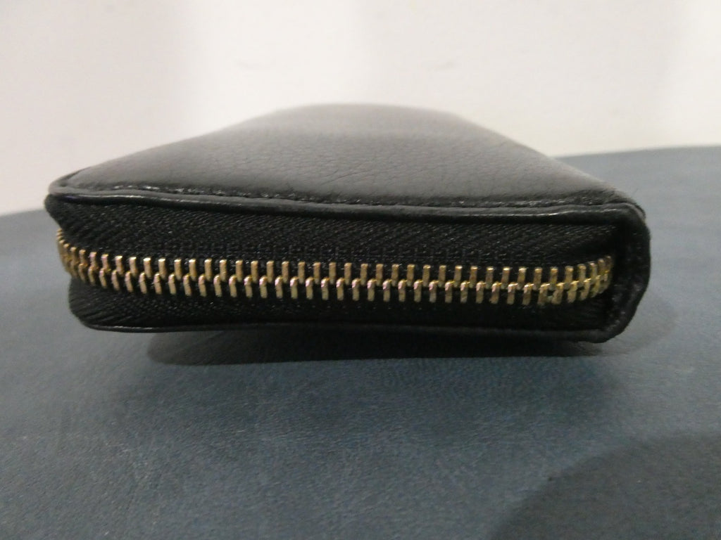 MICHAEL KORS Zip Around Wallet Black Gold Logo Plate Designer Large