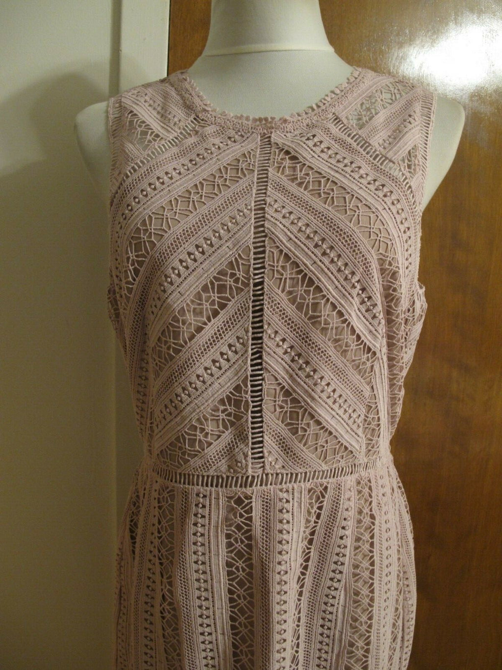 Anthropologie HD In Paris Crotchet Gardenia Lace Column Dress Mauve  XL (Fits L)