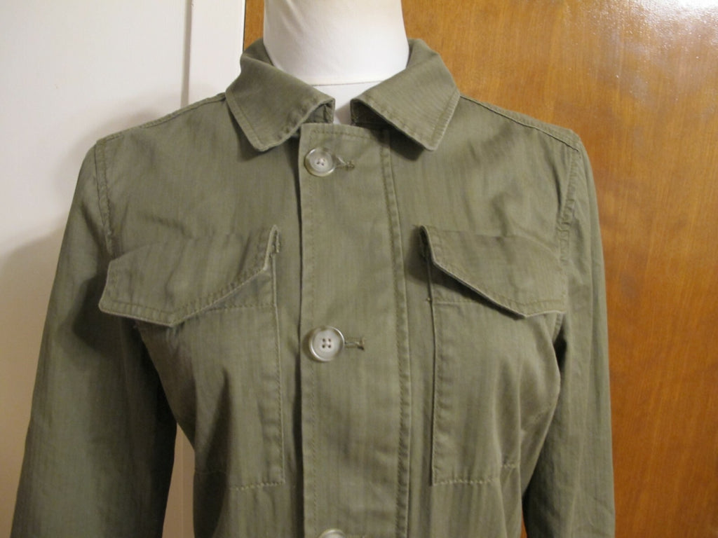 J.CREW Women’s Spring Weather Olive Green Button Down Cotton Jacket Blazer Small