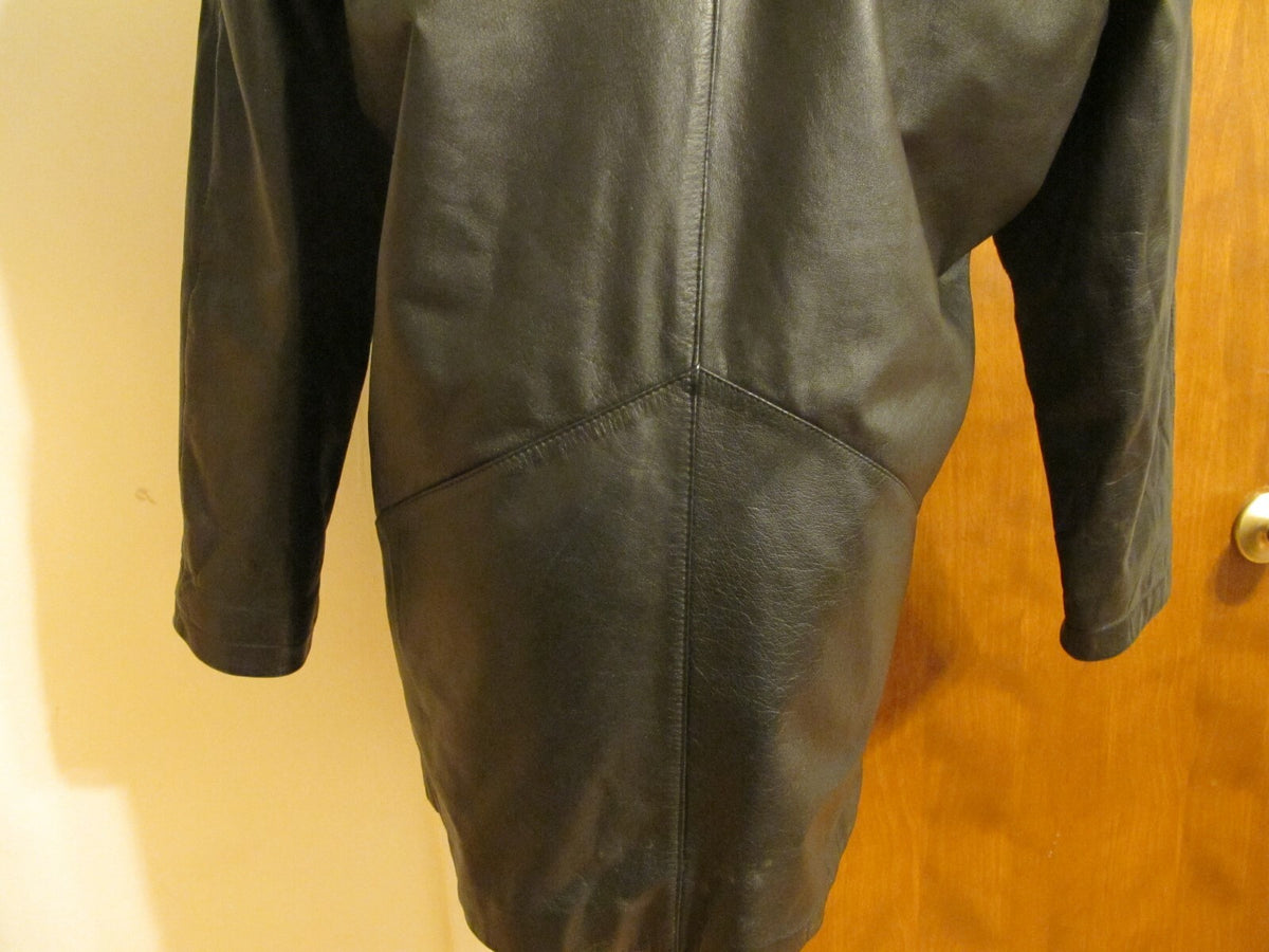 Pelle Cuir Women's Black Real Genuine Leather Detailed Jacket Coat Size Small