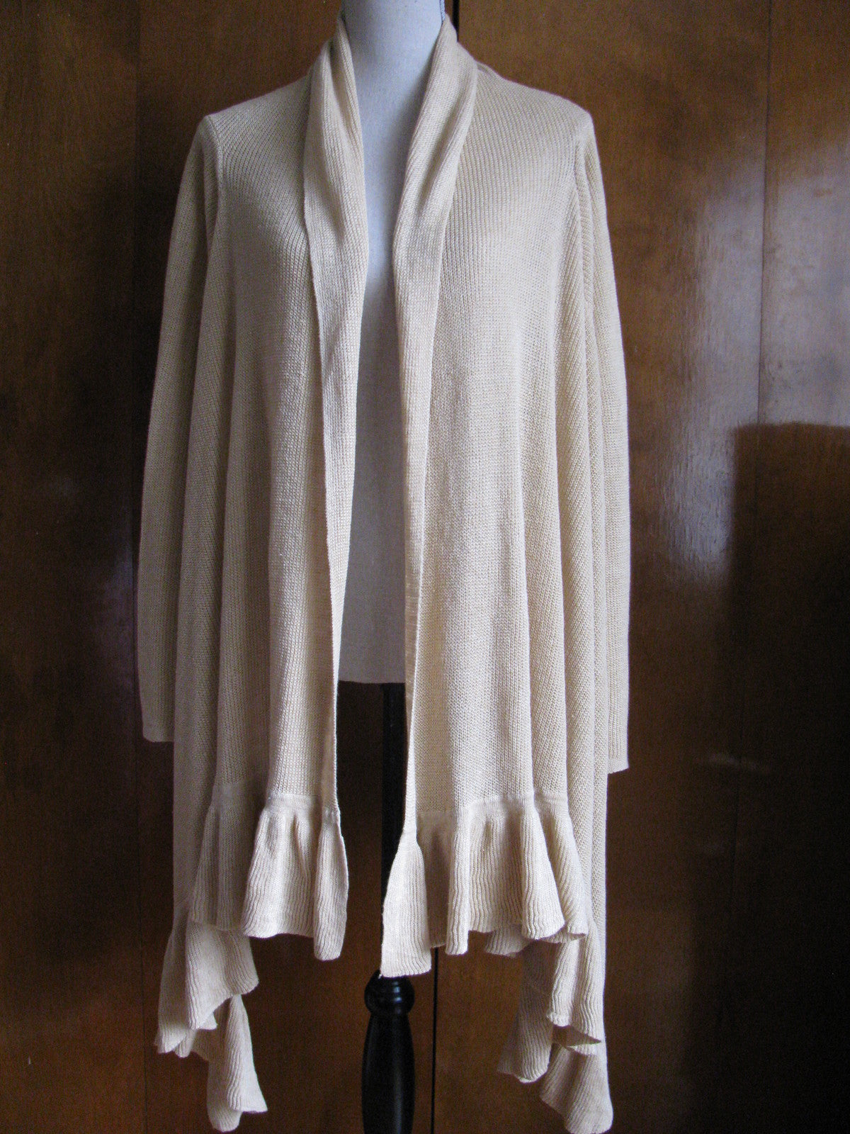Ralph Lauren women's ivory linen kensing ruffled cardigan One Size NWT