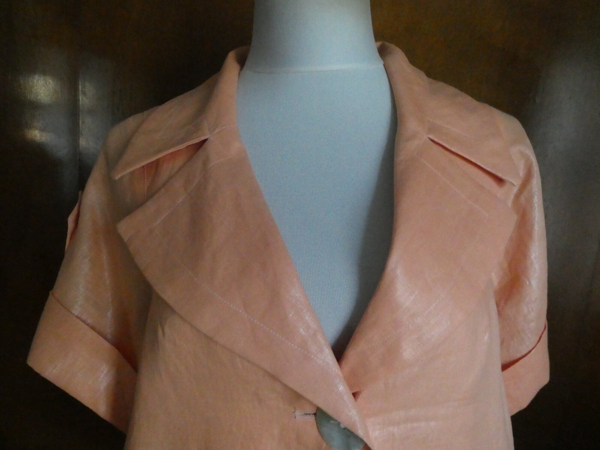 Elliott Lauren Women's Orange/Peach Linen Blazer Jacket Size 10 Style 7347