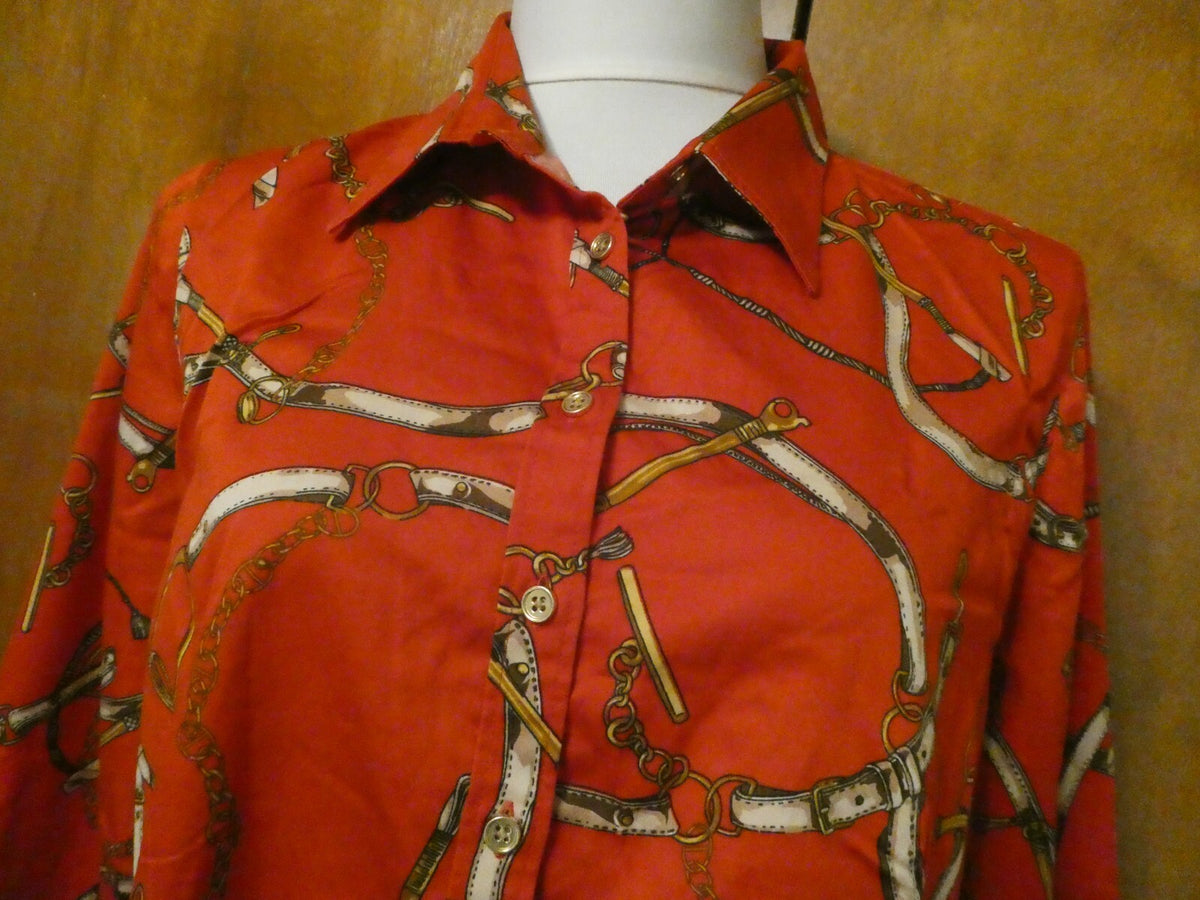 TALBOTS women's red multicolor long sleeveless cotton top size 16P