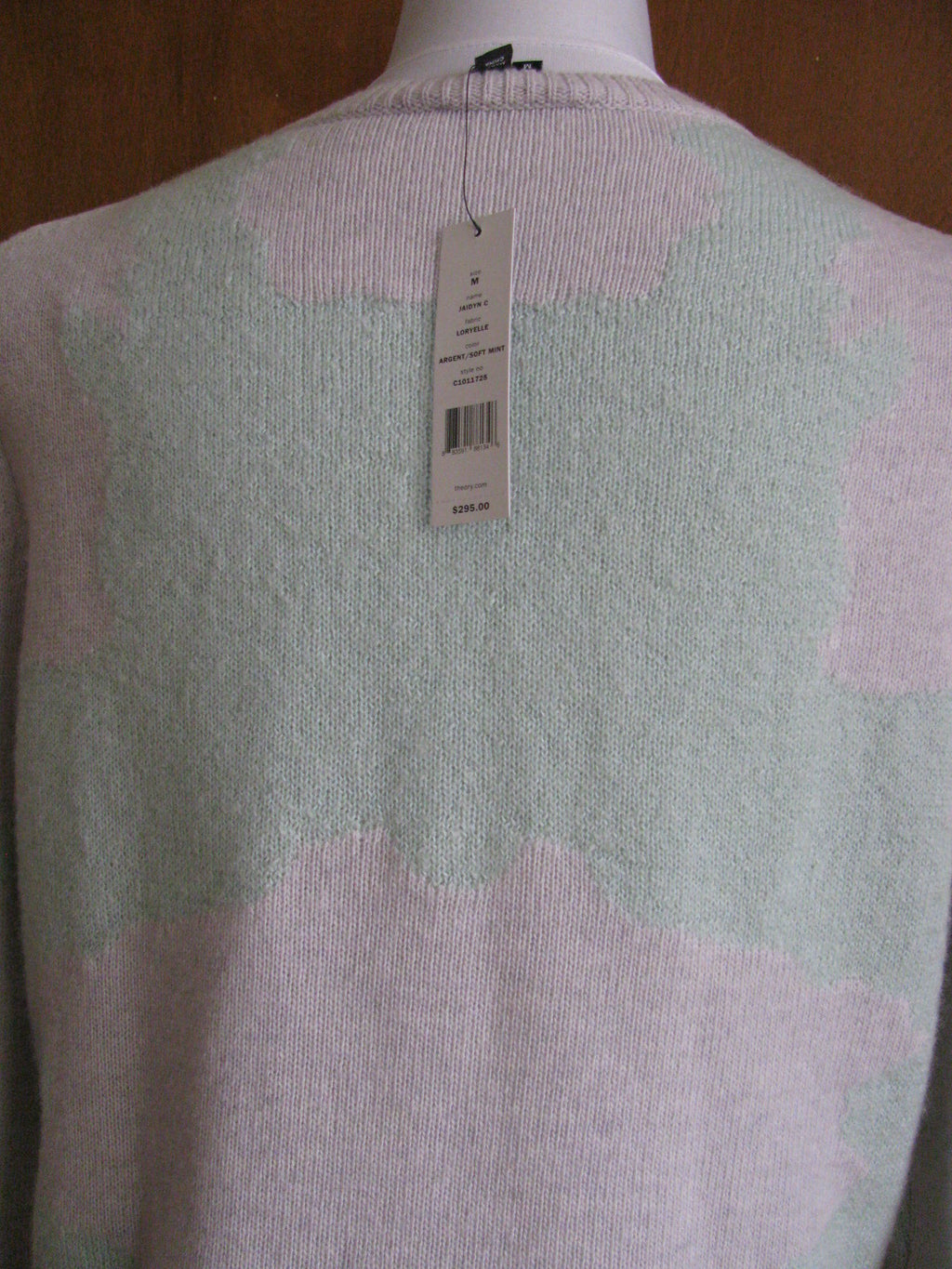 Theory Jaidyn C Women's  Argent Soft Mint Scoop Neck Sweater Size Medium New