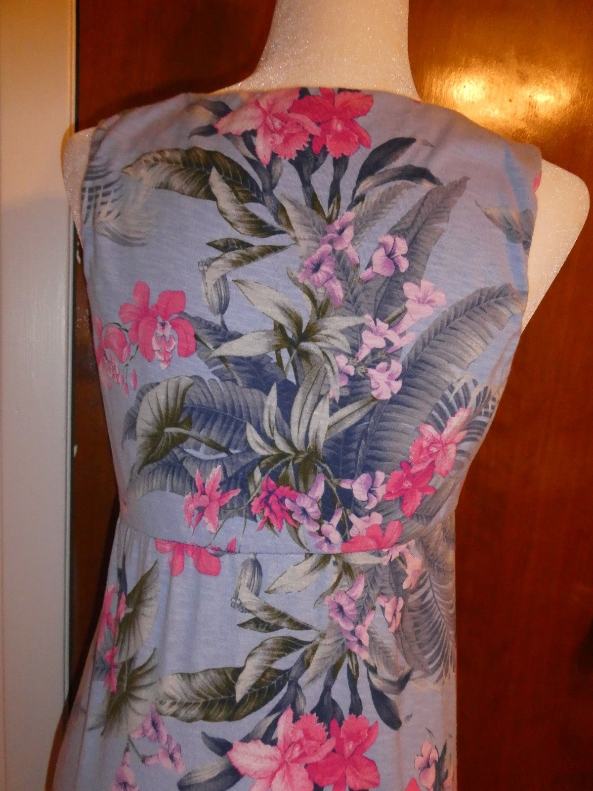 Tommy Bahama Women's Petite S/P Floral Tropical Summer Dress Cotton Modal Blue 