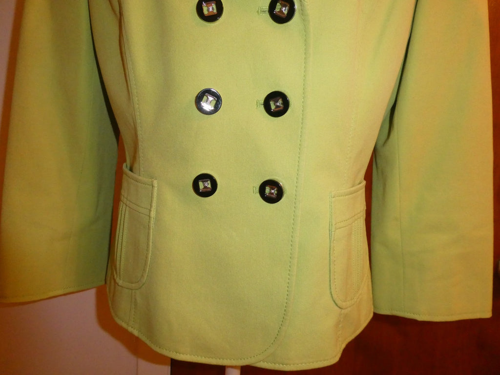 Tahari Arthur S. Levine Women's Blazer Jacket Lime Green Cotton Stretch Size 8