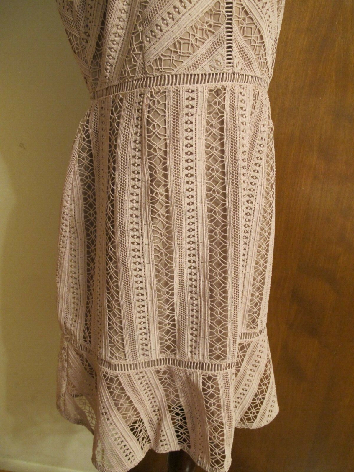 Anthropologie HD In Paris Crotchet Gardenia Lace Column Dress Mauve  XL (Fits L)