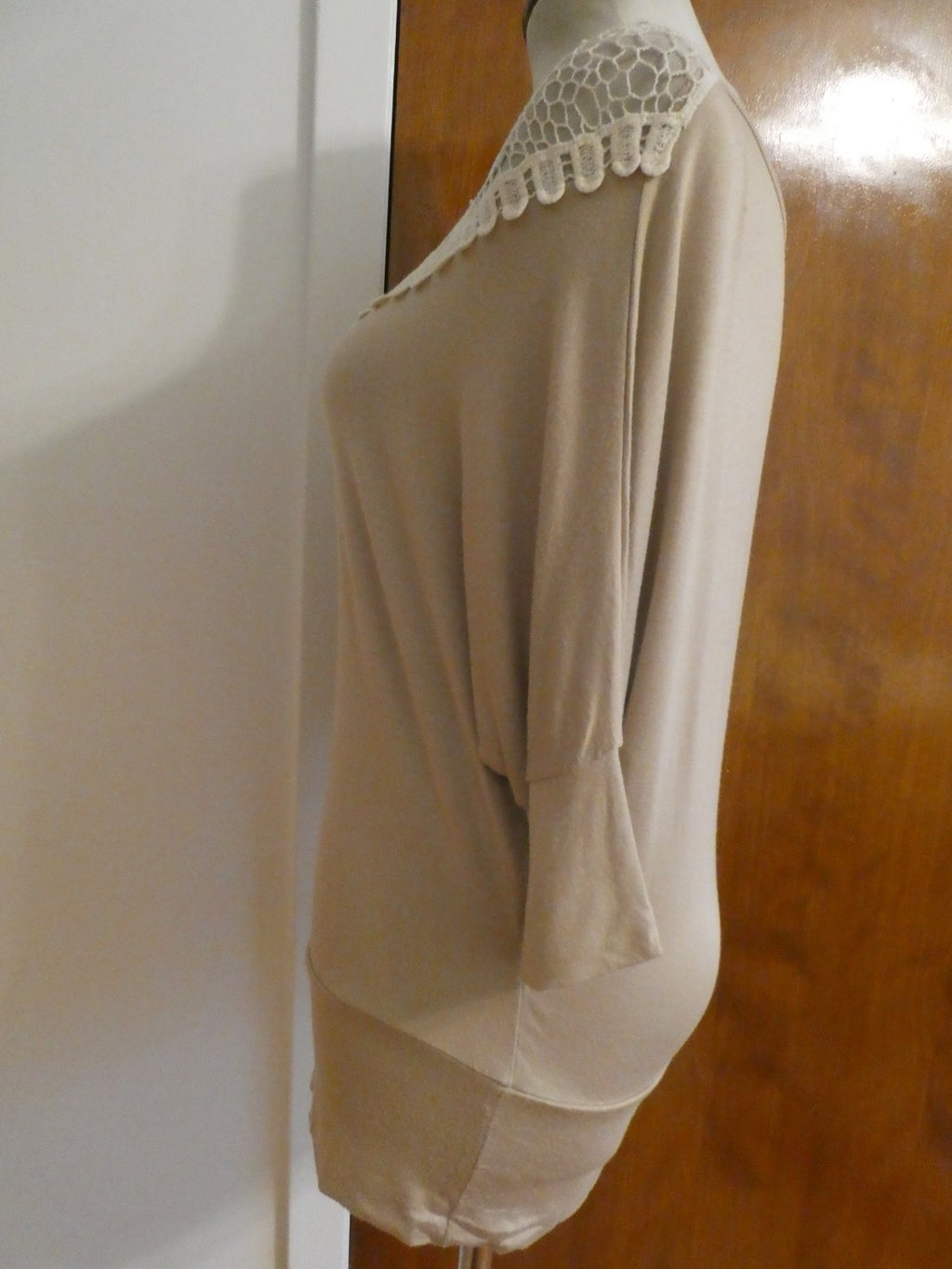 MCM women's beige rayon crocheted top size Large