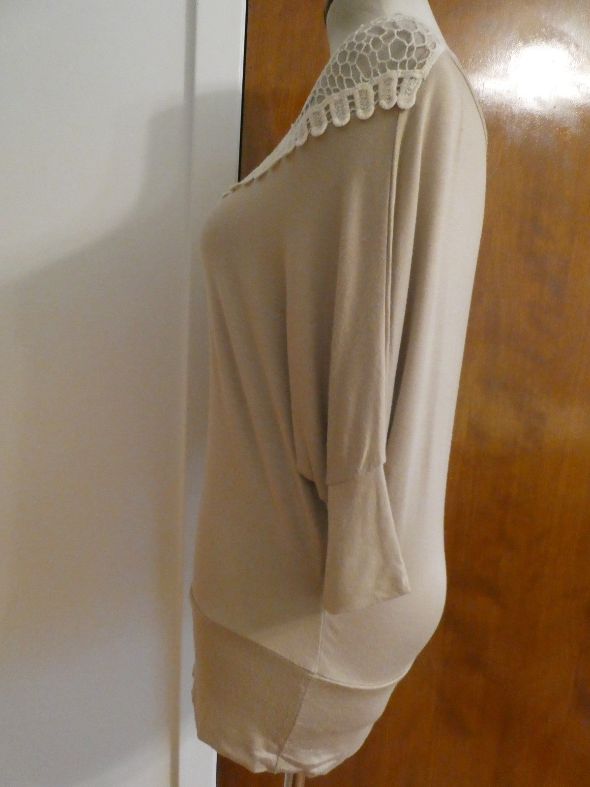 MCM women's beige rayon crocheted top size Large