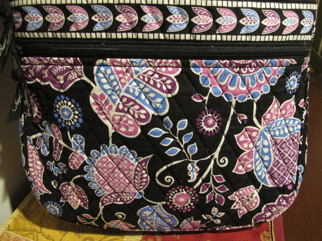 Vera Bradley Women's Black Multi Color Shoulder Crossbody Quilted Zippered Bag