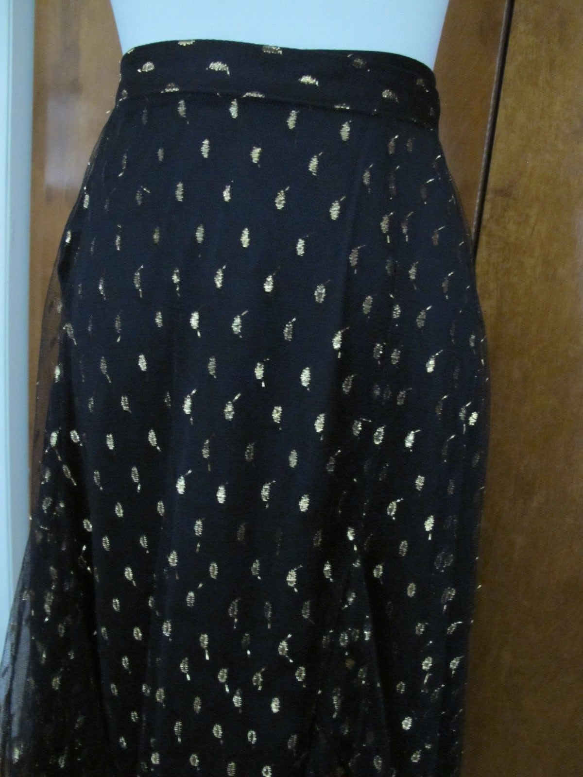 Anthropologie Eva Franco Women's Metallic Black Evening Skirt 