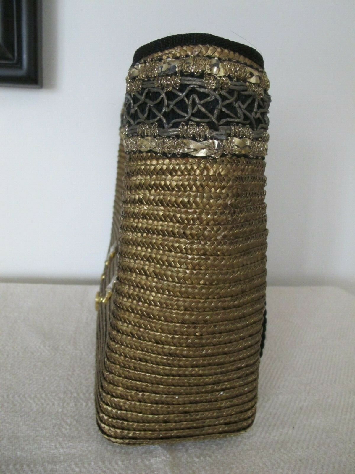 Women's Summer Gold Large Zippered Tote Handbag Made In Italy