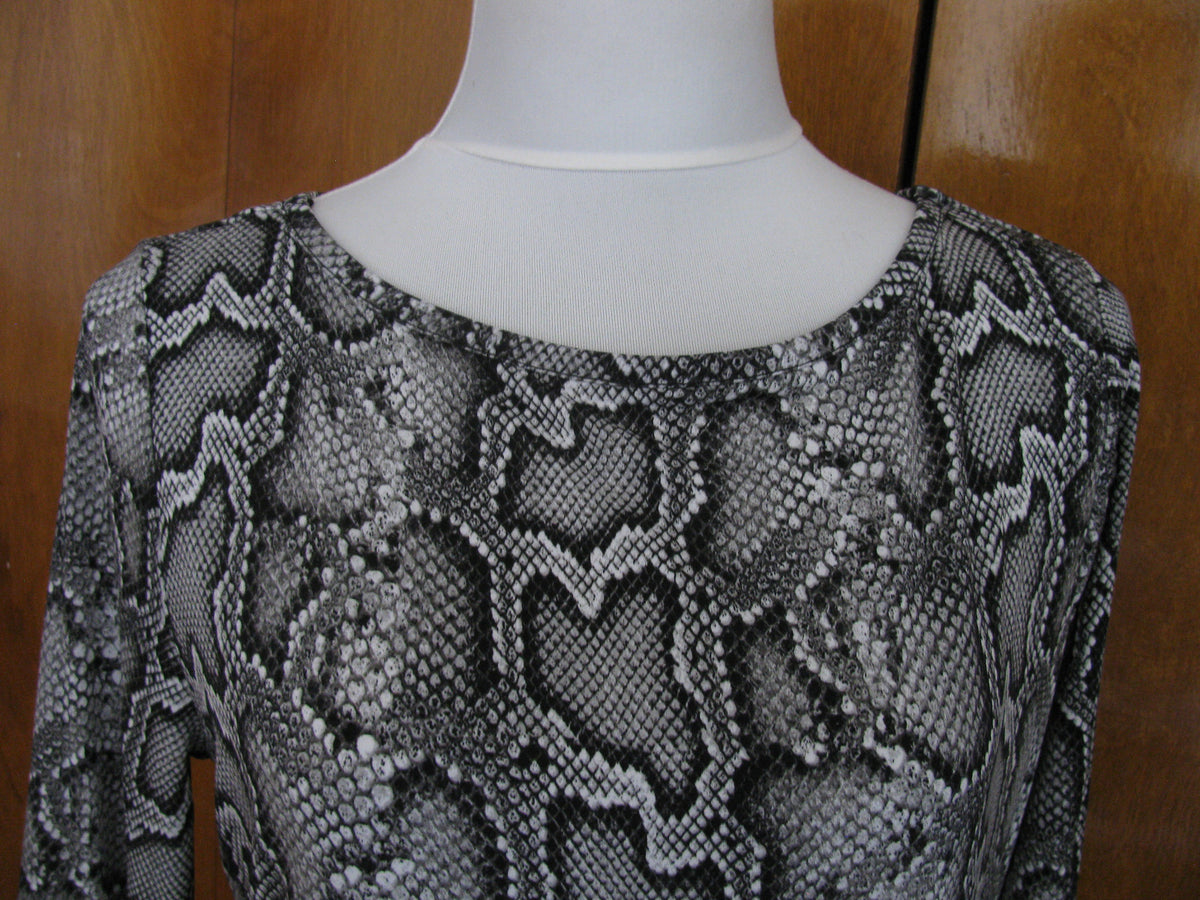 Michael Kors women’s snake print boat neck jersey shift long sleeves dress