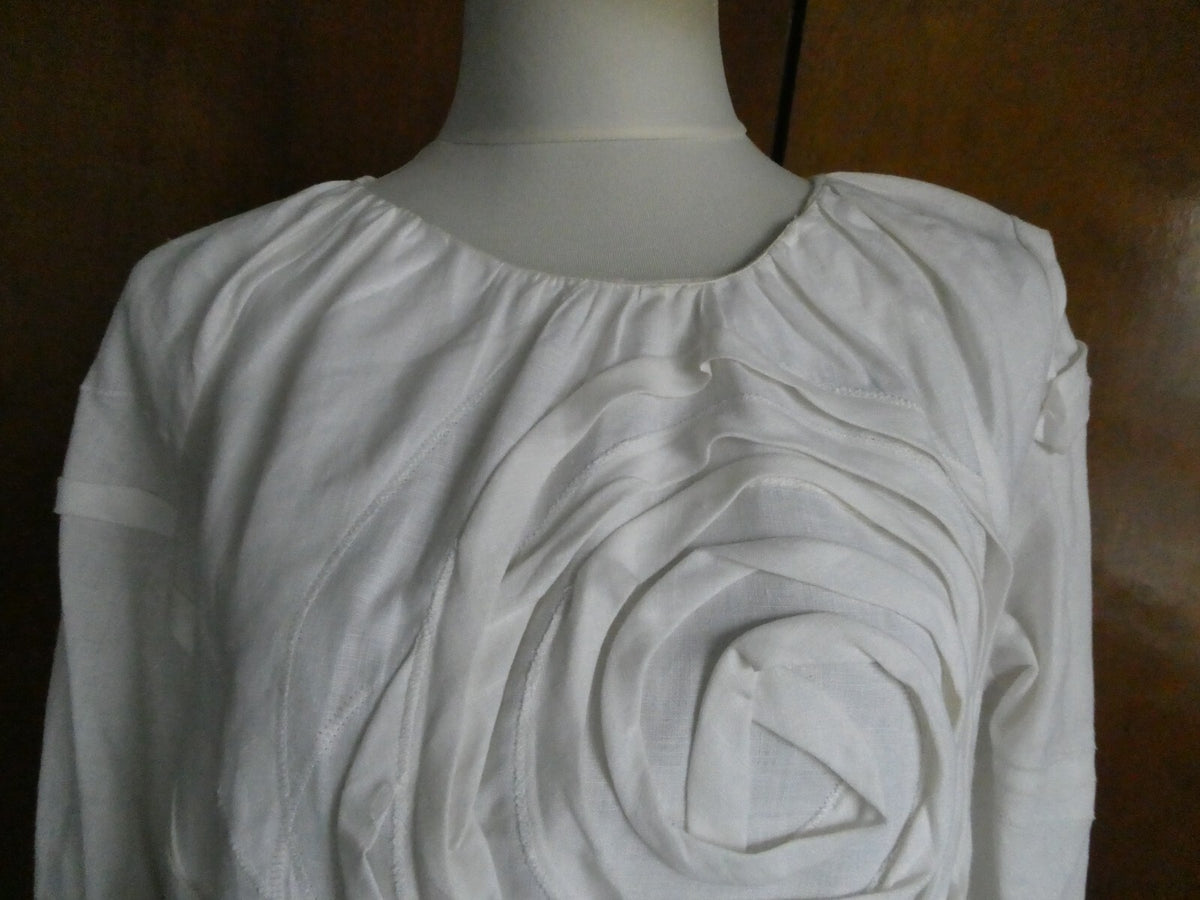 Joseph A. women's 100% linen white stylish detailed tunic top size 8