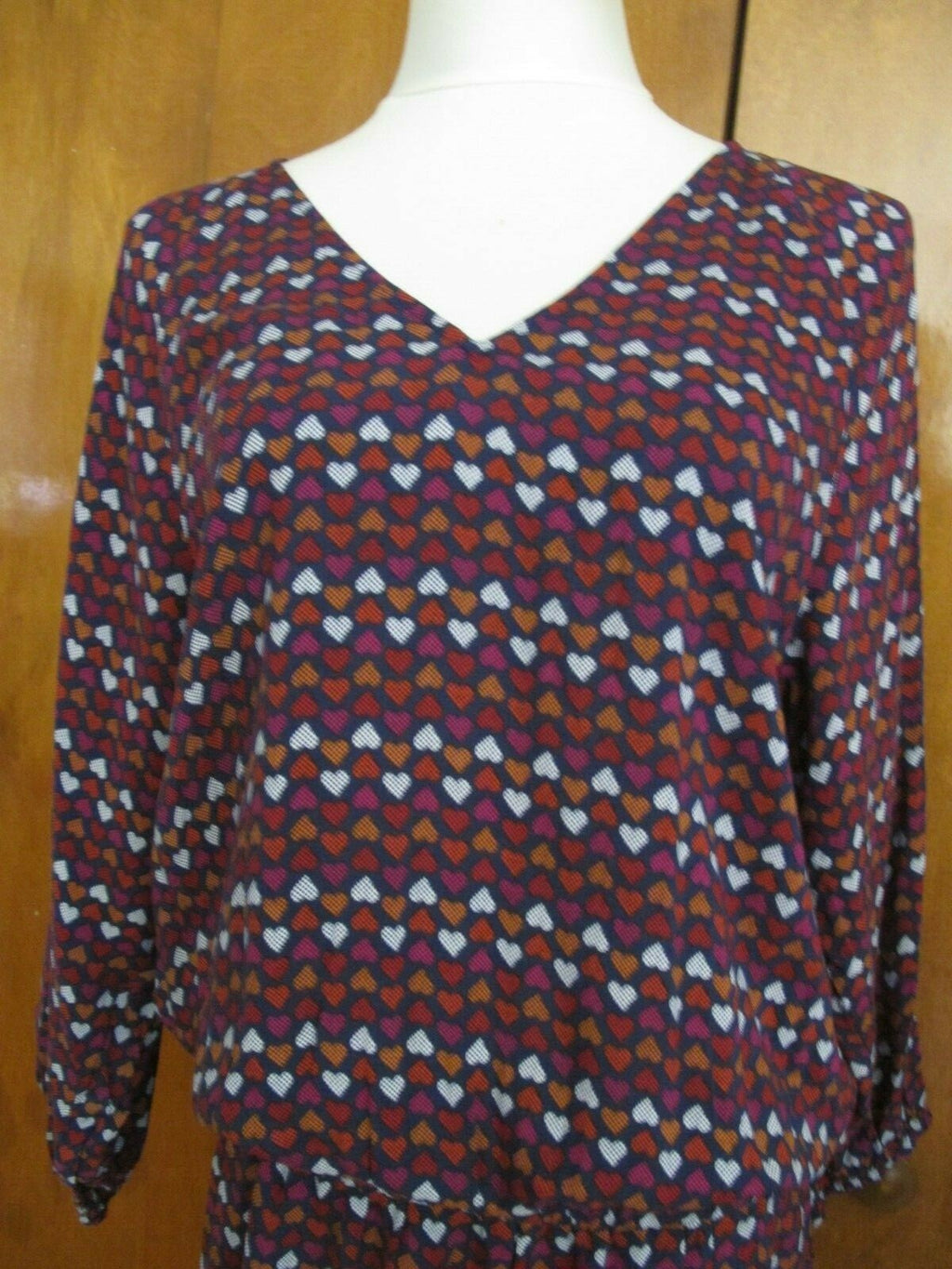 QMack women's soft viscose mufti color blue red lined dress Large 