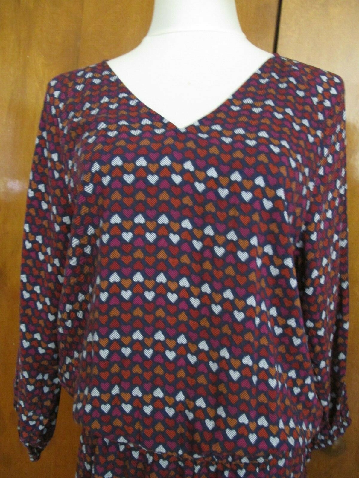 QMack women's soft viscose mufti color blue red lined dress Large 