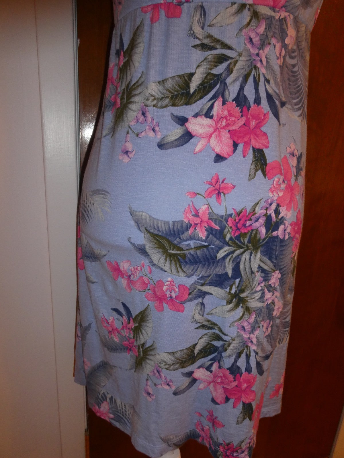 Tommy Bahama Women's Petite S/P Floral Tropical Summer Dress Cotton Modal Blue 