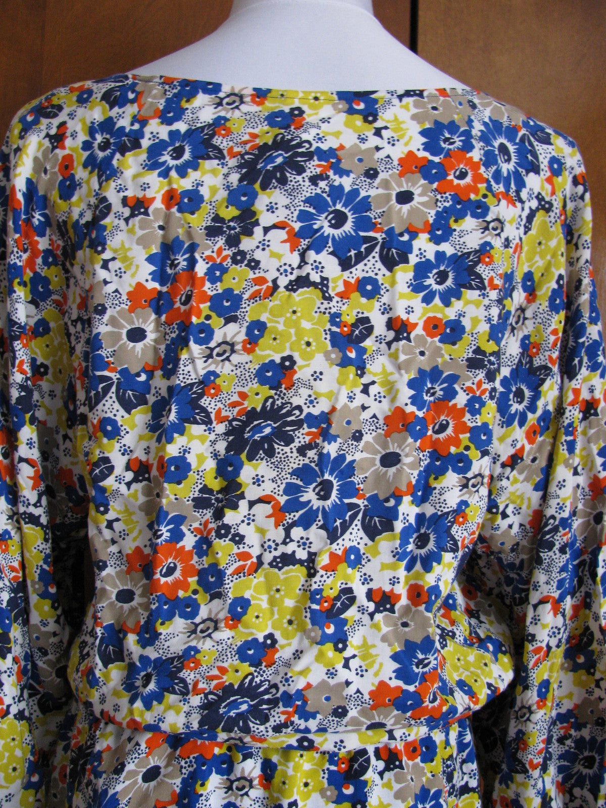 QMack womens soft viscose mufti color blue yellow red longs sleves dress XL New
