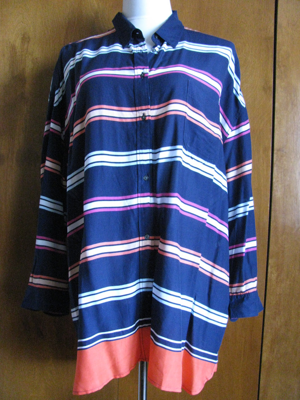 Gap women's multi-color 100% rayon stylish striped tunic top XLarge NWT