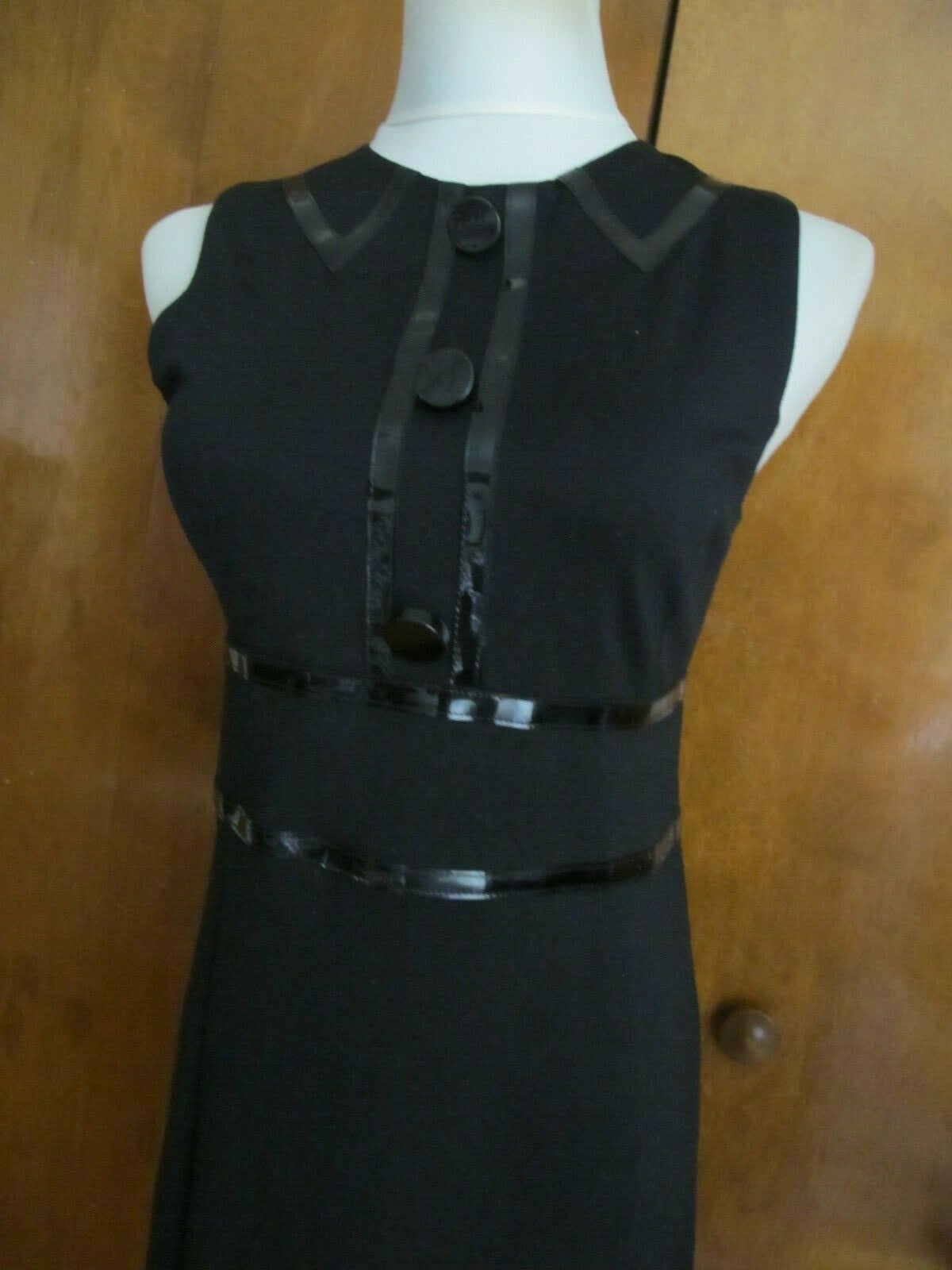 Michael Kors Black Faux-Leather Trim Lined Dress Size 2