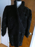 Genuine Fur Karakul Women’s Black Persian Lamb Coat Size Large Made in Moldova