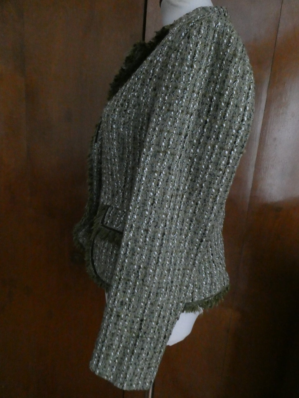 Vertigo Women Stylish Green Lined Blazer Size Large (Fits Medium) Made in France