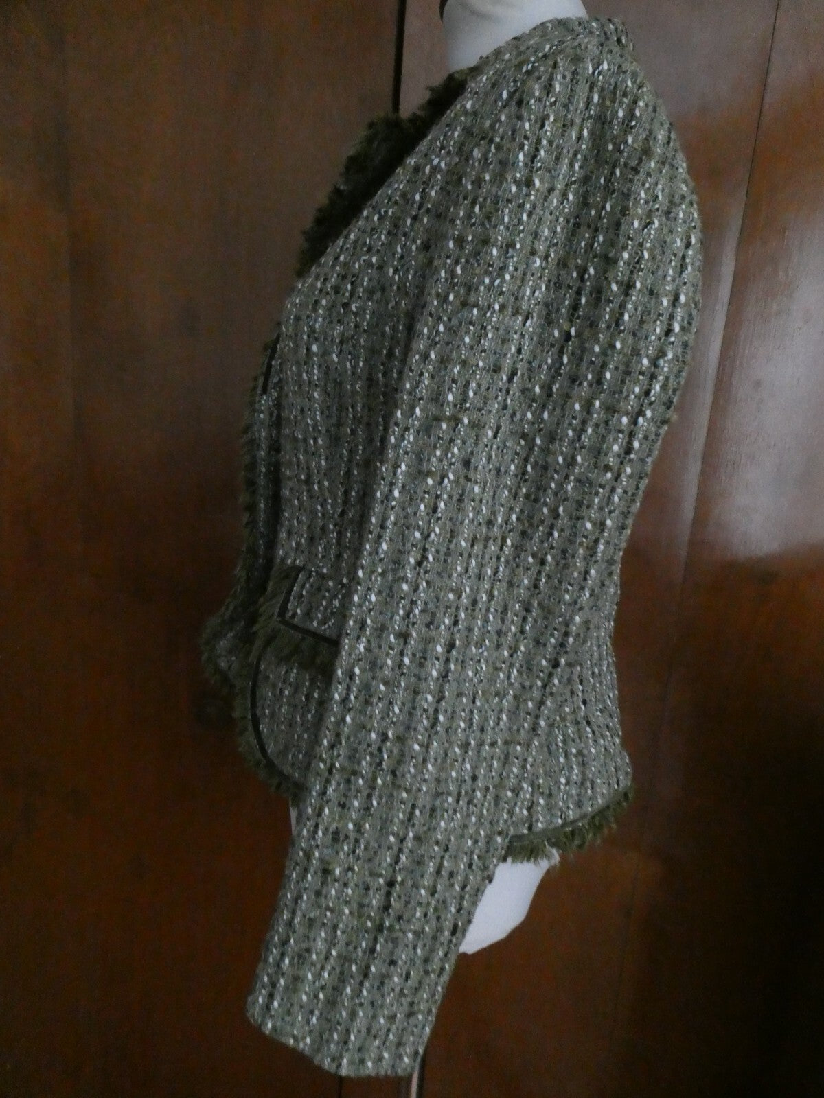 Vertigo Women Stylish Green Lined Blazer Size Large (Fits Medium) Made in France