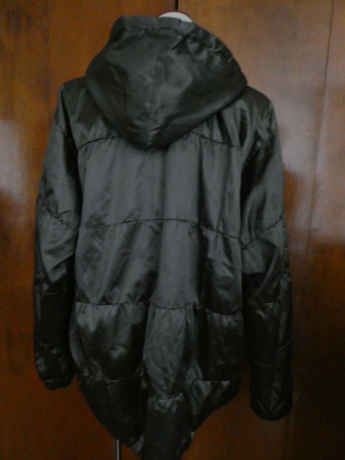 Lavon women's gray quilted puffer jacket coat hooded size Medium (fits Large)