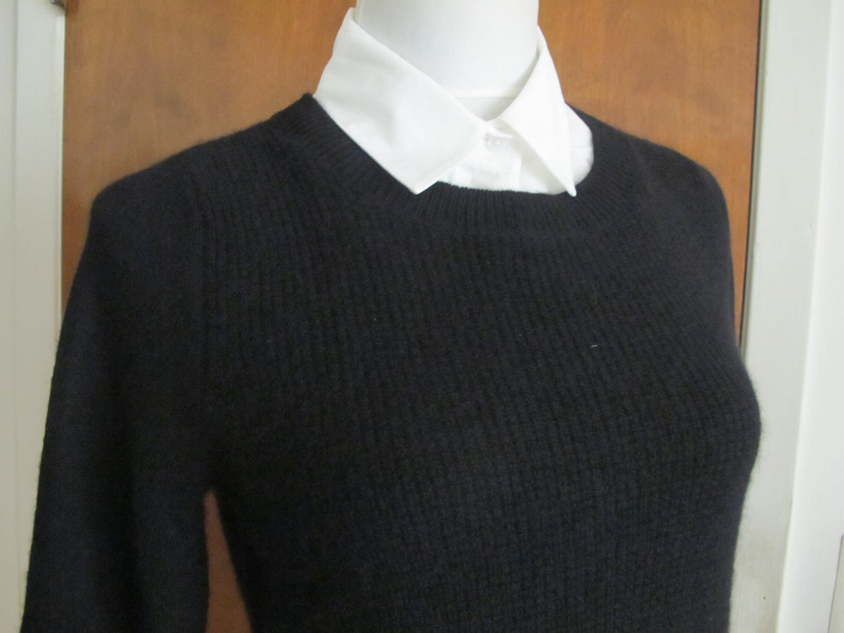 By Bloomingdale's Sweater Black Long Sleeves Layered Look Cashmere Women's L New