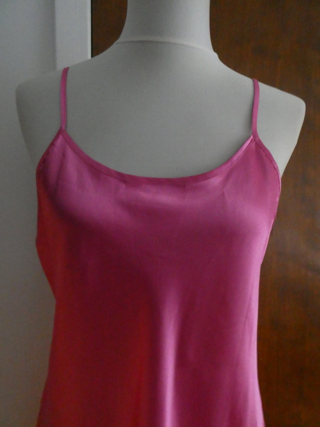 LACE Lingerie Satin Pink Chemise Slip Dress Made in Israel Sz XLarge(fits large)