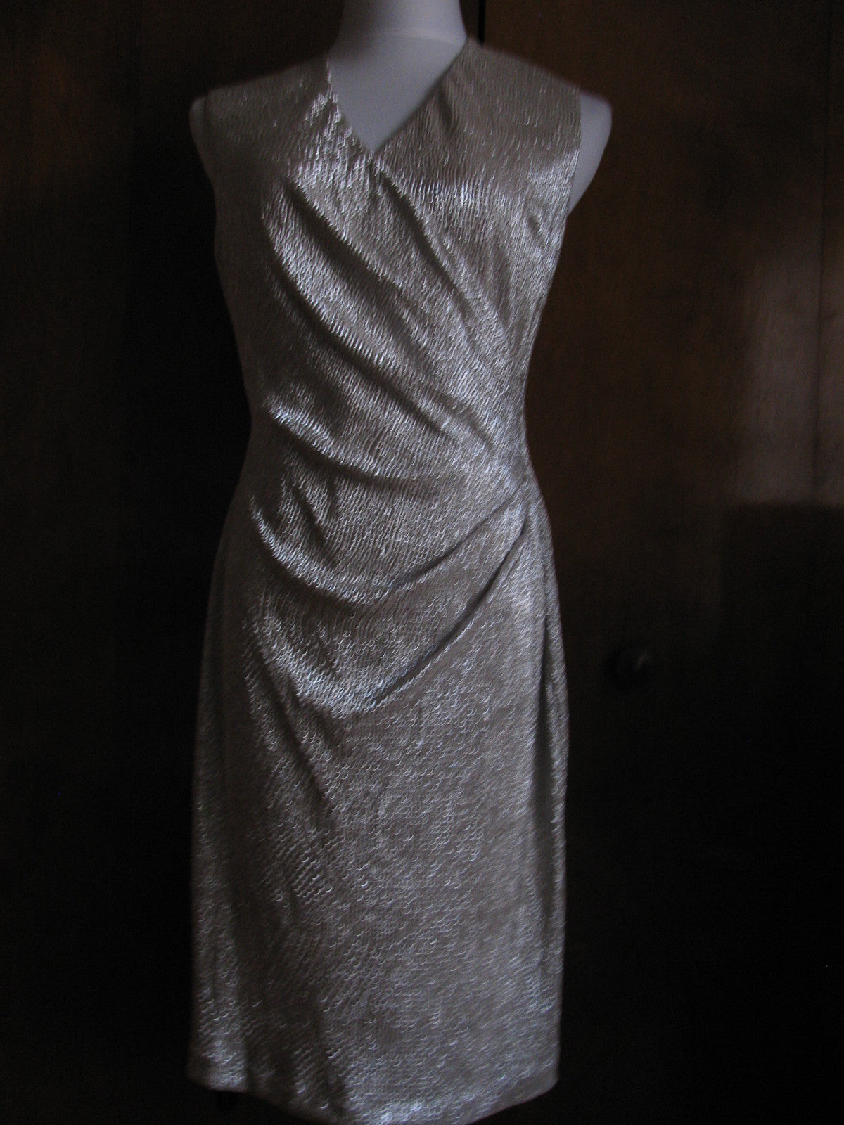 Ralph Lauren Women's White Gold Lined Evening Dress