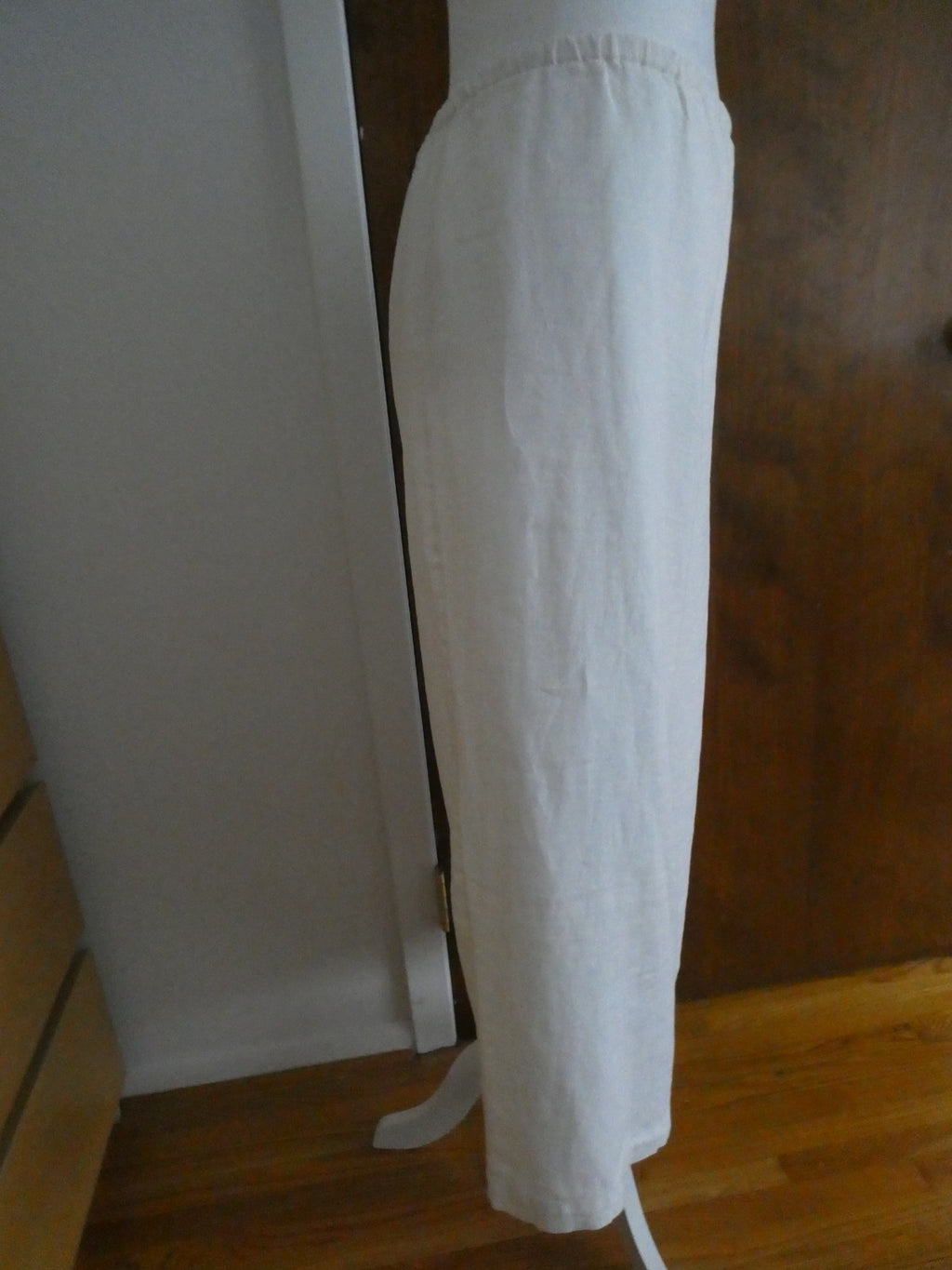M Collection 100% Linen Pants Women Size 14 White Wide Leg Fully Lined NWT