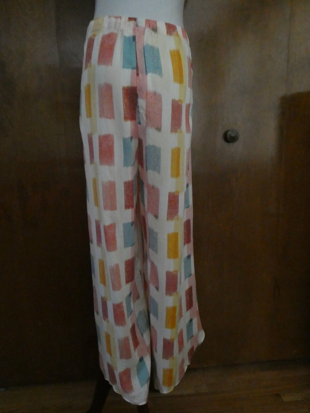 Anthropologie Lilka Multicolor Tie Front Wrap Hem Wide Split Leg Beach Pant S, L