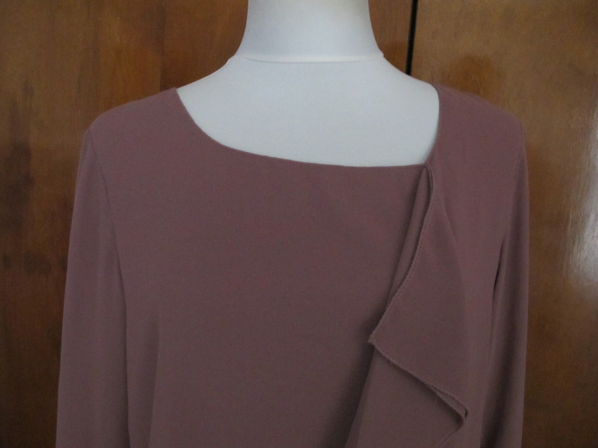 Max Studio women's brown ruffle long sleeves blouse top size large NWT