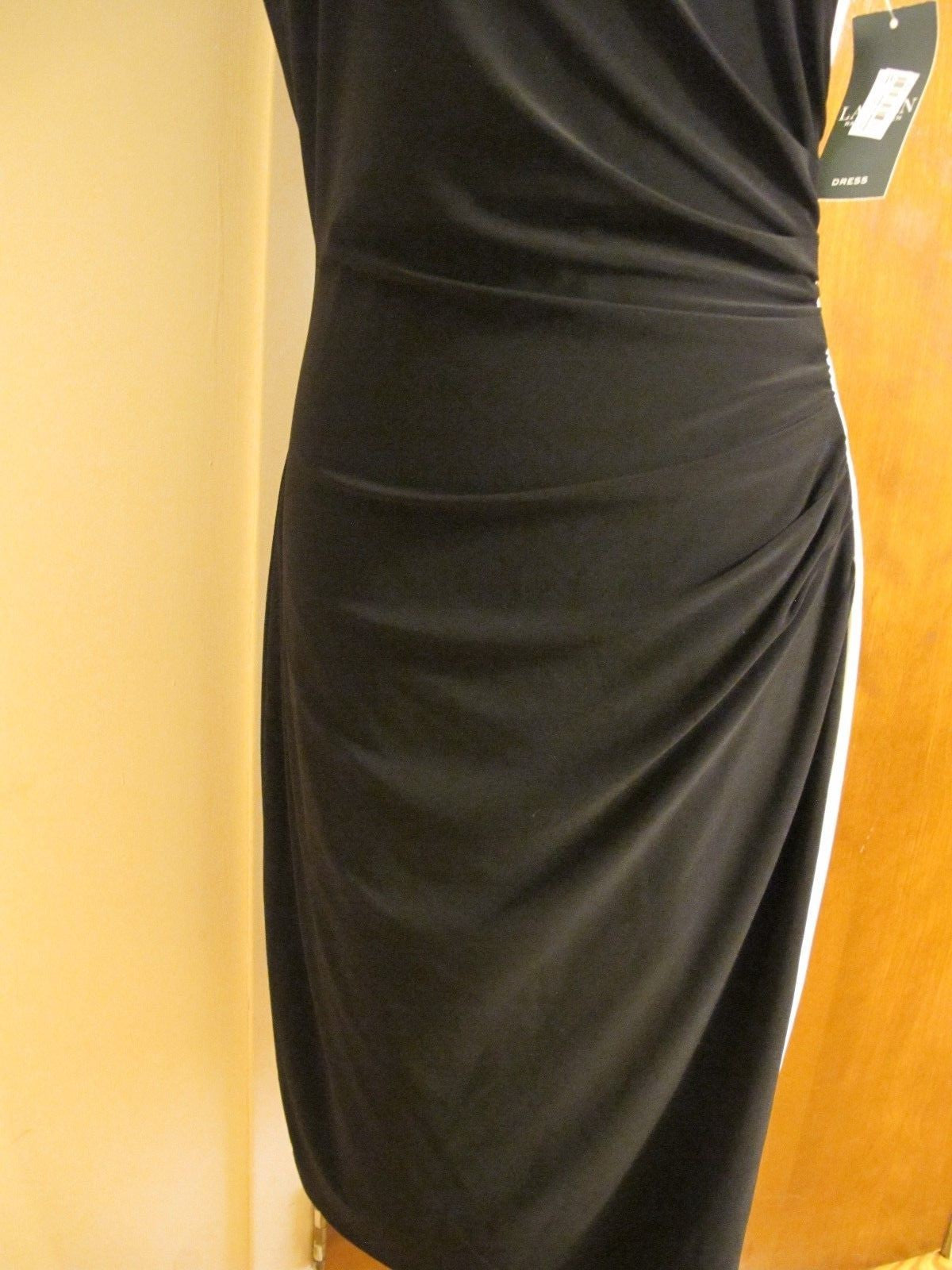 Ralph Lauren Women's Black White Evening Lined Dress 8