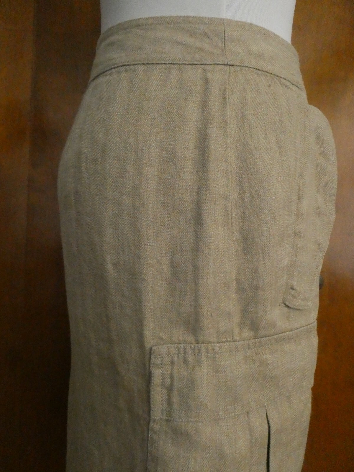 Lauren Ralth Lauren women's tan wrap 100% linen skirt size 12 