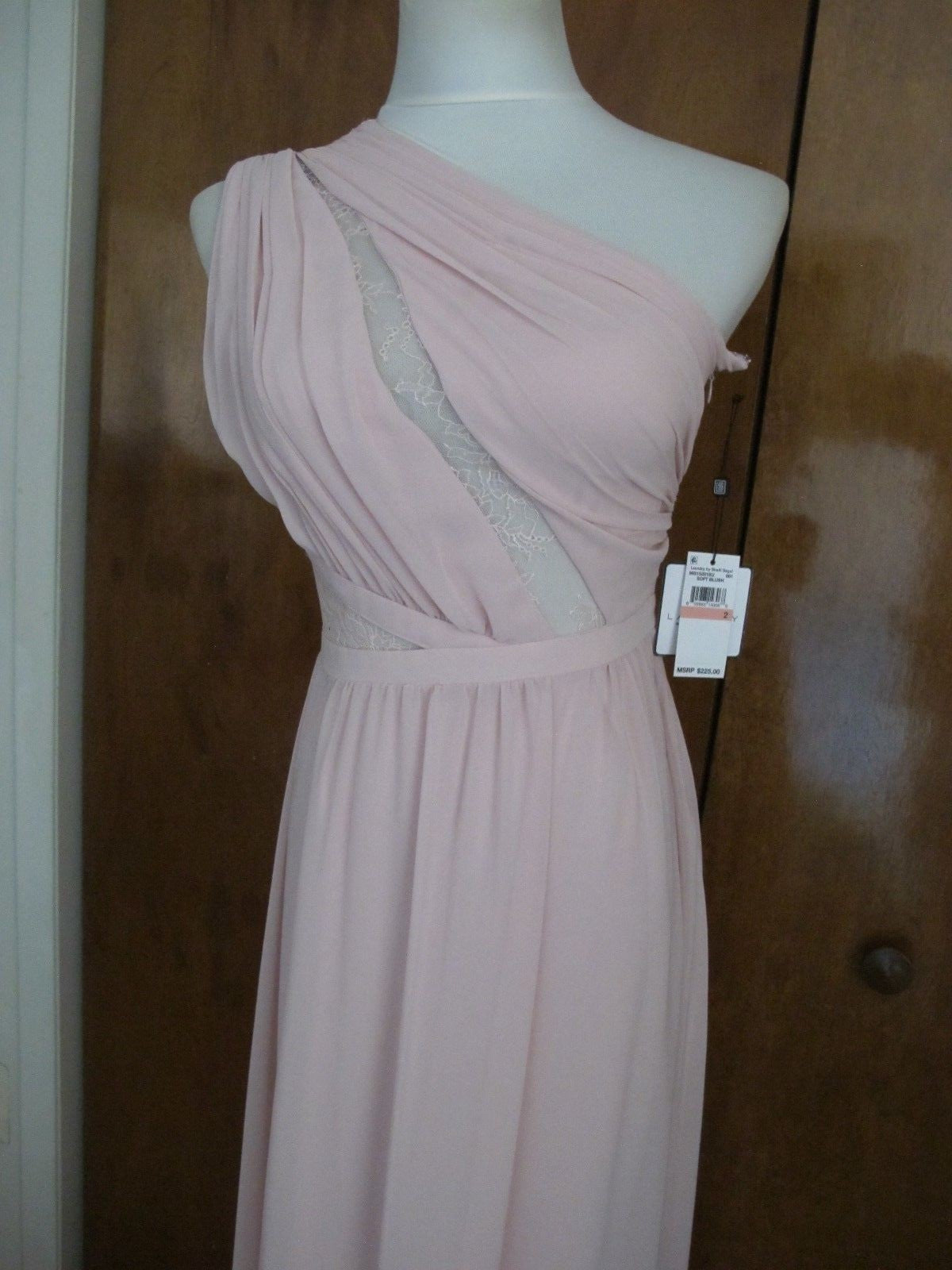 Laundry by Shelli Segal Women’s Pink Detailed One-Shoulder Build in Bra Gown 2 